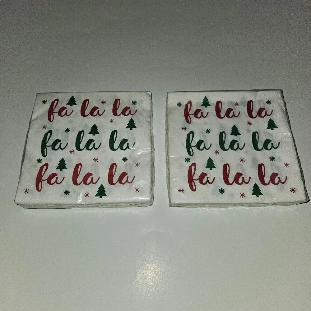 NEW 4 Packages Christmas Napkins Lot FaLaLa Fa La La ~ Sizes (2) Guest (2) Lunch